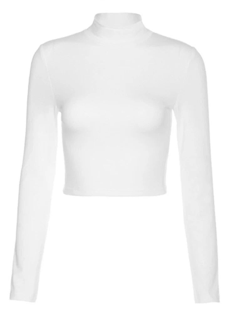 women cotton hollow out sexy tshirt bandage backless long sleeve tops Harajuku slim bodycon streetwear knitted tees